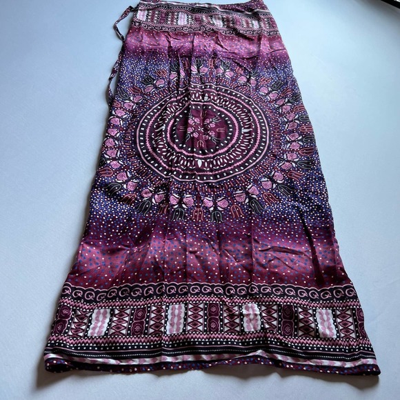 none Dresses & Skirts - Bohemian Festival Maxi Skirt Purple and Pink OS